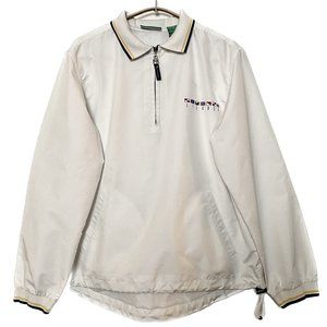 Vintage Liz Claiborne Windbreaker Women M White Golf 1/4 Zip 90s Preppy Coastal